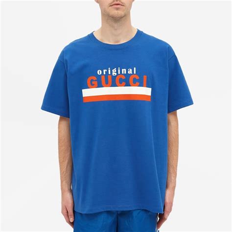 gucci t shirt gold|Gucci blue and gold shirt.